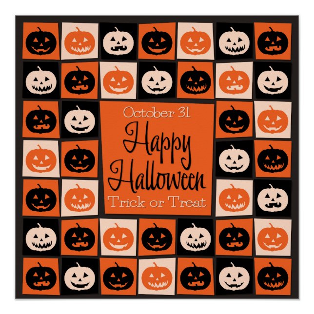 Póster Mosaico de calabaza de Halloween (Anverso)