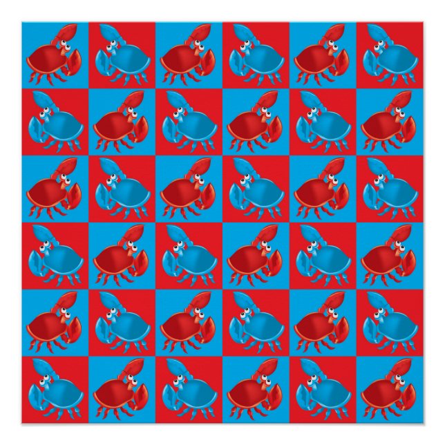 Póster mosaico de cangrejo personalizado (Anverso)