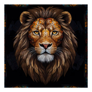 Póster Mosaico de cebra vibrante