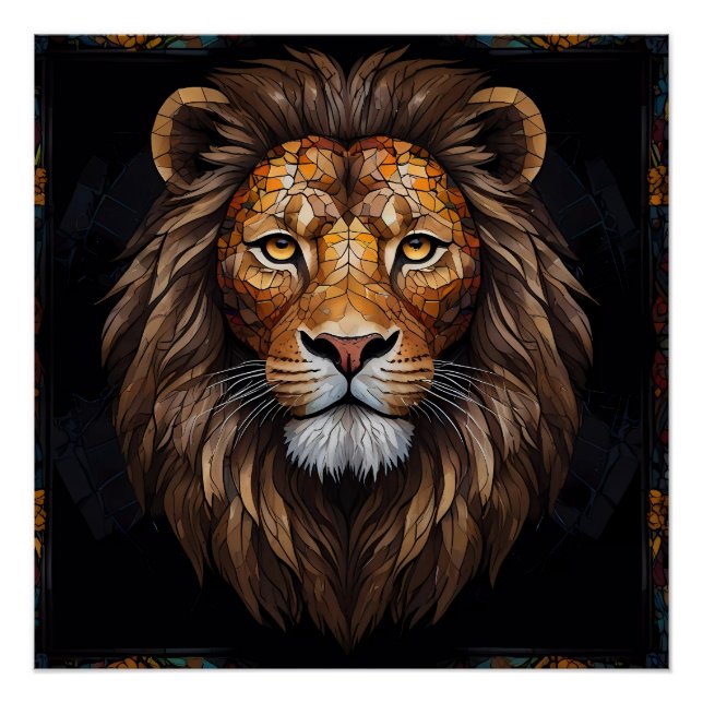 Póster Mosaico de cebra vibrante (Anverso)