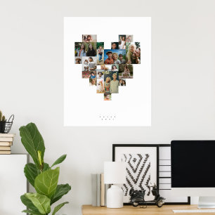 Póster Mosaico de Fotos en Forma de Corazón