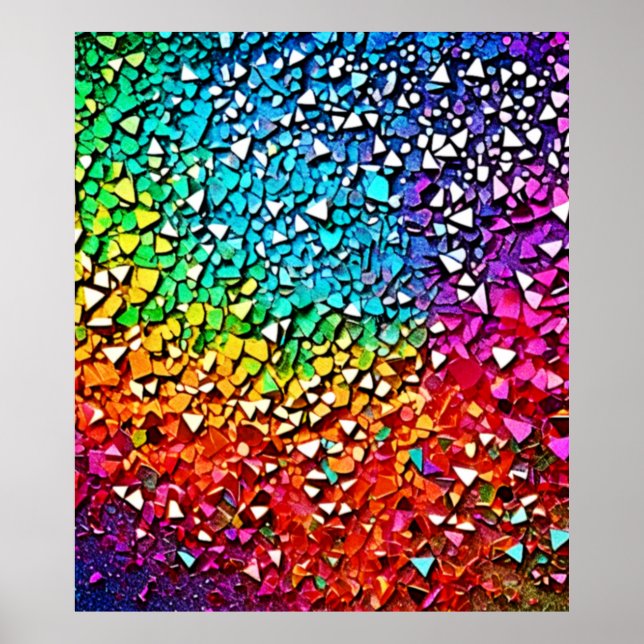 Póster Mosaico de fragmentos de arcoiris (Frente)
