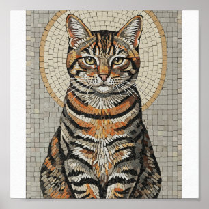 Póster Mosaico de gato de Tabby, Weathered