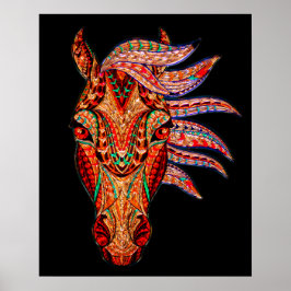 Póster Mosaico de joyas de caballo colorido cowgirl eques