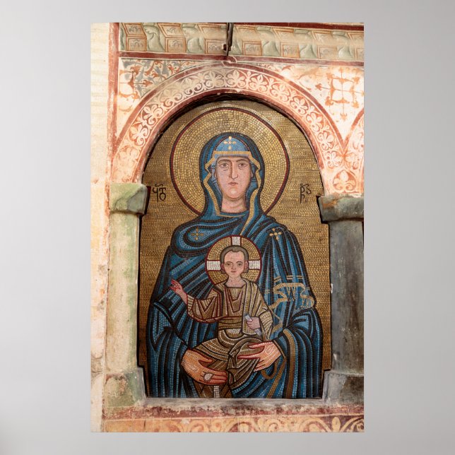 Póster Mosaico de la Virgen María y Jesús (Frente)