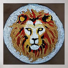 Póster Mosaico De León Simulado Único Interesante