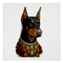 Mosaico de Piedras Preciosas de Doberman Arte de L