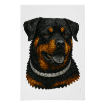 Mosaico de Piedras Preciosas Retrato de Rottweiler