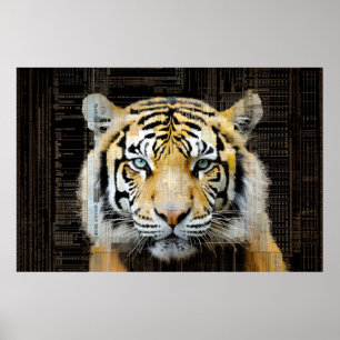 Póster Mosaico de pintura de pintura de pintura de tigre