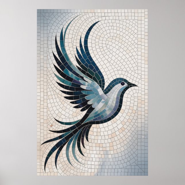Póster Mosaico de Plumas - Ave Decorativa (Frente)