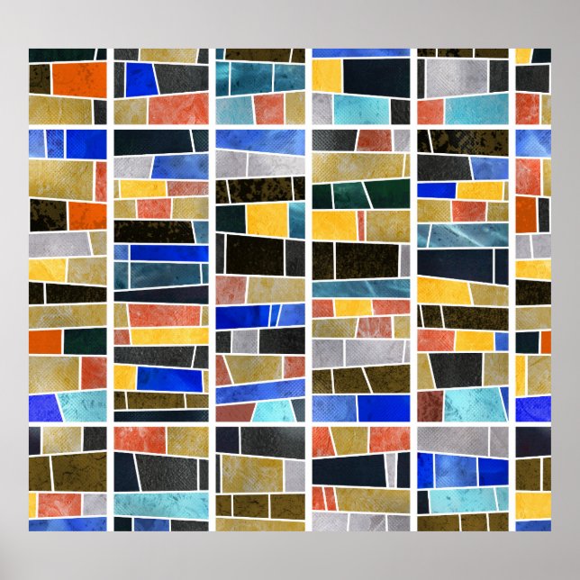 Póster mosaico de vidrio abstracto: textura de alta resol (Frente)