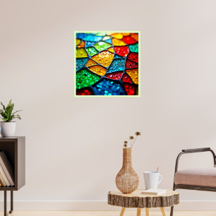 Póster Mosaico de Vidrio Vibrante: Colores de Joyas