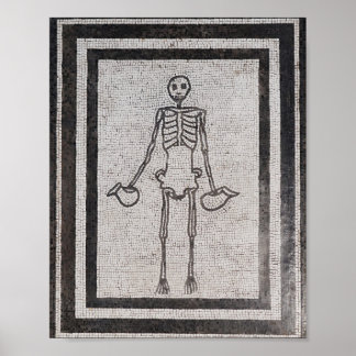 Póster Mosaico del antiguo esqueleto romano de Carpe Diem