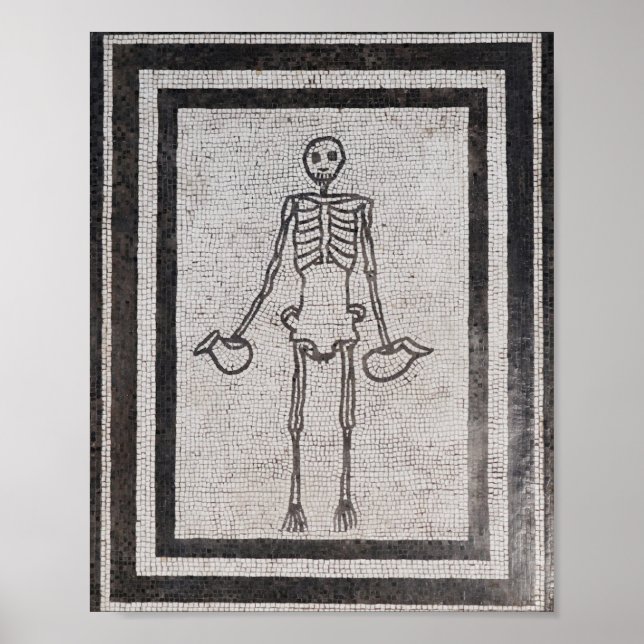 Póster Mosaico del antiguo esqueleto romano de Carpe Diem (Frente)