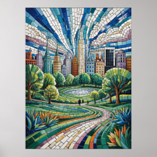 Póster Mosaico del paisaje del parque de la ciudad de Nue
