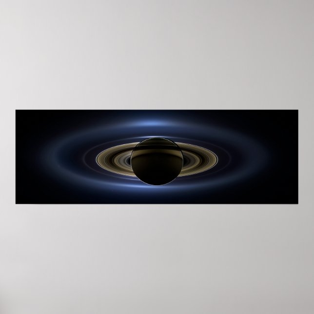 Póster Mosaico Del Sistema Saturno Retroiluminado Por El  (Frente)