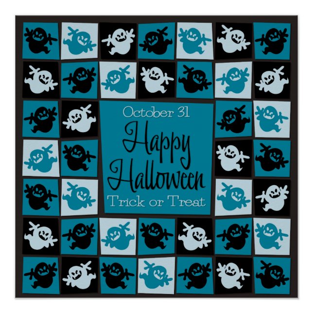Póster Mosaico fantasma de Halloween (Anverso)