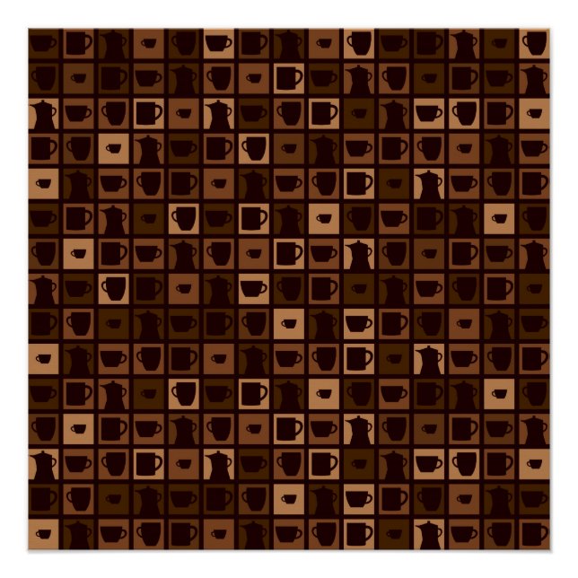 Póster Mosaico funky de café (Anverso)