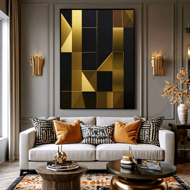 Póster Mosaico geométrico negro oro de lujo (Subido por el creador)