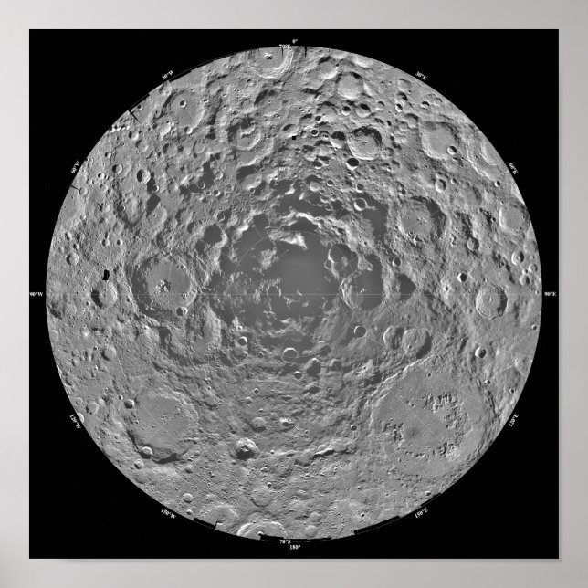 Póster Mosaico lunar de la región polar sur de la m (Frente)