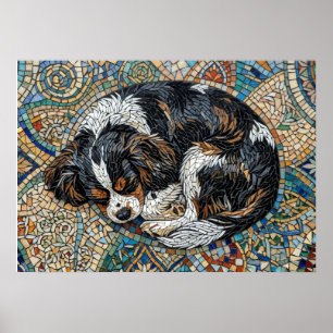 Póster Mosaico Mandala del Cavalier King Charles Spaniel