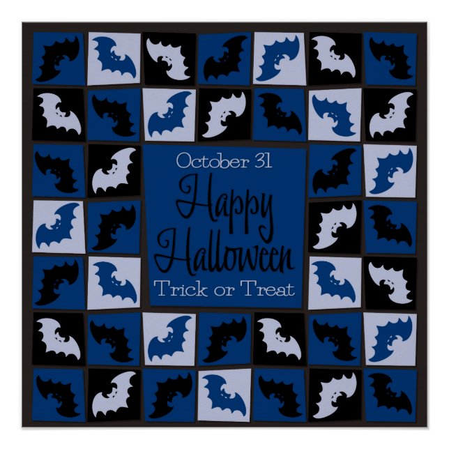 Póster Mosaico murciélago de Halloween (Anverso)