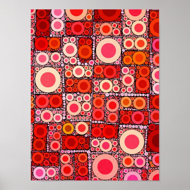 Póster Mosaico rojo Naranja de circulo moderno de Guay (Frente)