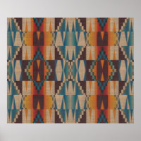 Mosaico tribal de la etnia azul Verde azulado rojo