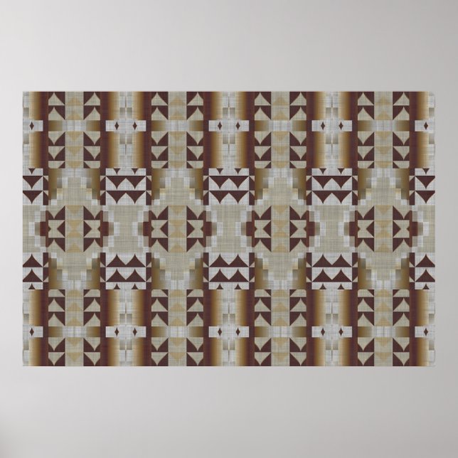 Póster Mosaico tribal étnico beige caqui (Frente)