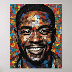 Póster Mosaicos coloridos Hombres Face Wall Art