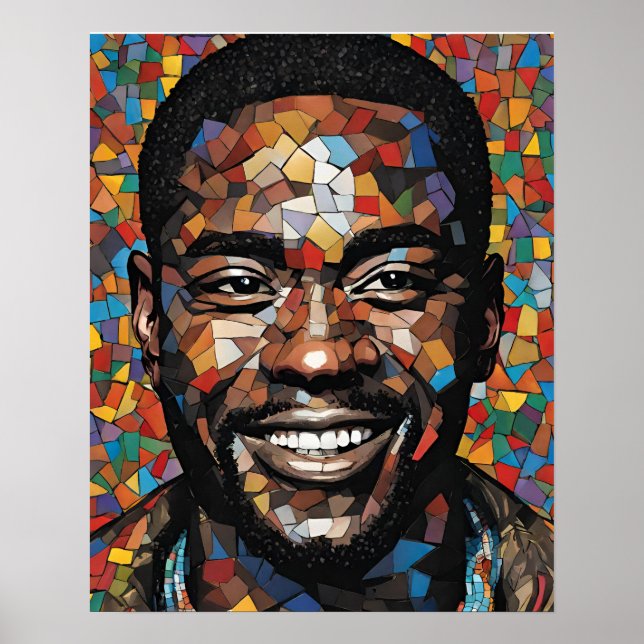 Póster Mosaicos coloridos Hombres Face Wall Art (Frente)