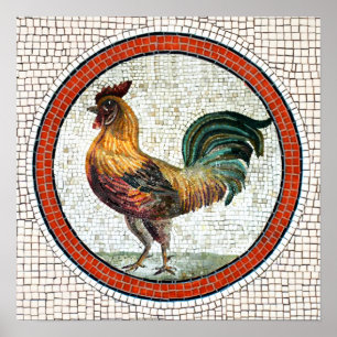 PÓSTER MOSAICOS ROMANOS ANTIGUOS / GALLO