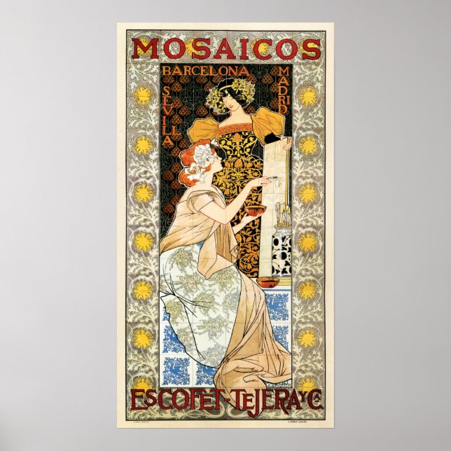 Póster MOSAICOS Tiles Mosaico Barcelona España Art Nouvea (Frente)