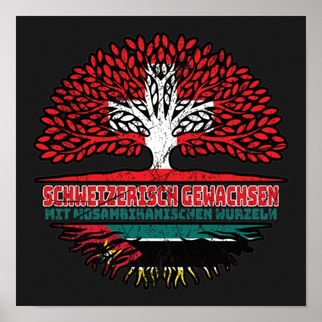 Póster Mosambik Mosambikanisch Schweizer Schweiz Baum (Frente)