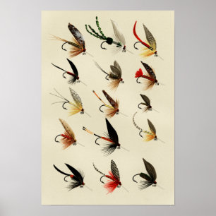 Póster Moscas de Trucha 174 a 188 Vintage