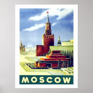 Póster Moscú, cuadrado rojo, Rusia, vintage, poster del