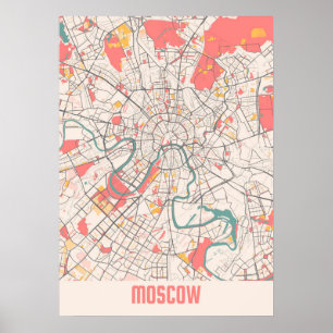 Póster Moscú - Mapa de la ciudad de Chalk - Rusia
