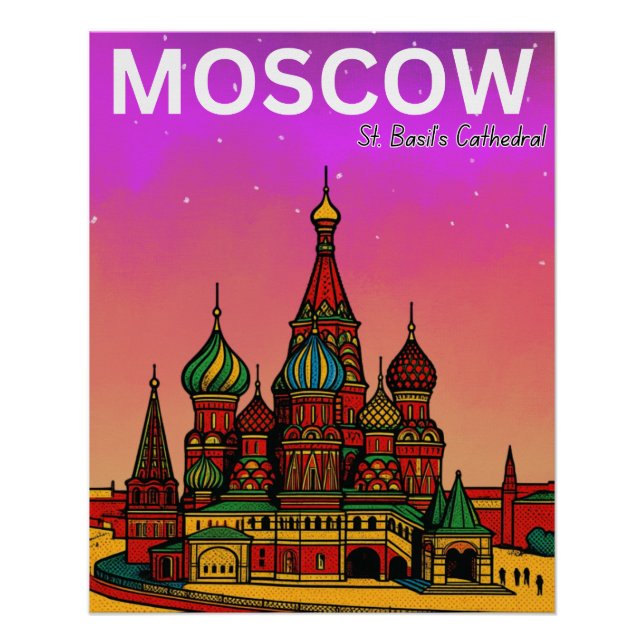 Póster Moscú Rusia Catedral de San Basilio viaje  (Anverso)