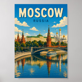 Póster Moscú Rusia Kremlin Plaza Roja Paisaje Urbano