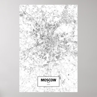 Póster Moscú, Rusia (negro sobre blanco)