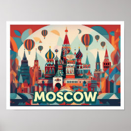 Póster Moscú Rusia Viaje artístico colorido