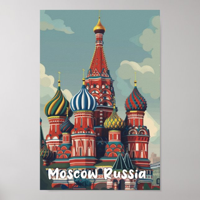 Póster Moscú Rusia Vintage Famoso lugar de viaje (Frente)