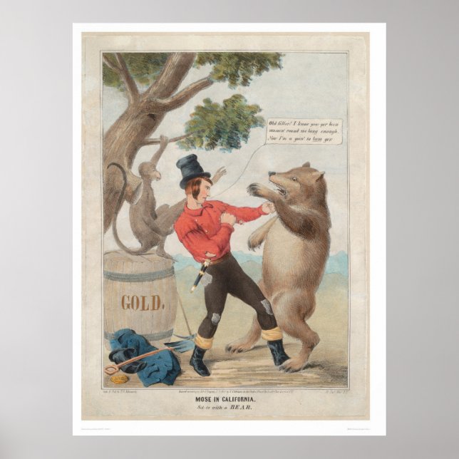 Póster Mose en California: Set-to with a Bear (1475) (Frente)