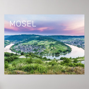 Póster Moselle Loop Sunset Kroev Panorama Alemania