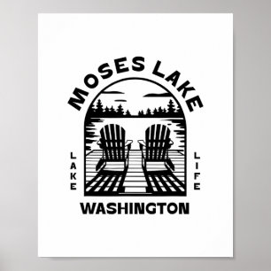 Póster Moses Lake Washington Outdoors Vintage 1 