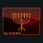Póster Moshe es Menorah<br><div class="desc">Una representación de la menorah de siete ramificaciones (candelabra) hecha por los israelíes después del éxodo de Egipto. Añade tu propio texto. En la Torá Moshe Rabbenu se le dice: "Harás una Menora de oro puro, golpeada, la Menora será hecha, su base, su rama, sus goballes, sus pechos y sus...</div>