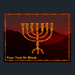 Póster Moshe es Menorah<br><div class="desc">Una representación de la menorah de siete ramificaciones (candelabra) hecha por los israelíes después del éxodo de Egipto. Añade tu propio texto. En la Torá Moshe Rabbenu se le dice: "Harás una Menora de oro puro, golpeada, la Menora será hecha, su base, su rama, sus goballes, sus pechos y sus...</div>
