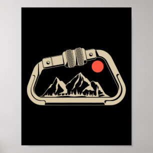 Póster Mosquetón de montaña para escalada en roca retro