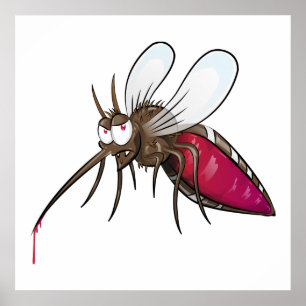 Póster Mosquito de dibujos animados bebiendo sangre insec