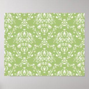 Póster Moss Green Damask